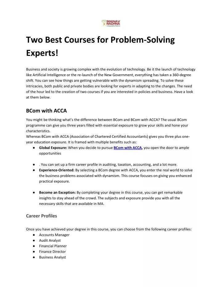 two best courses for problem solving experts