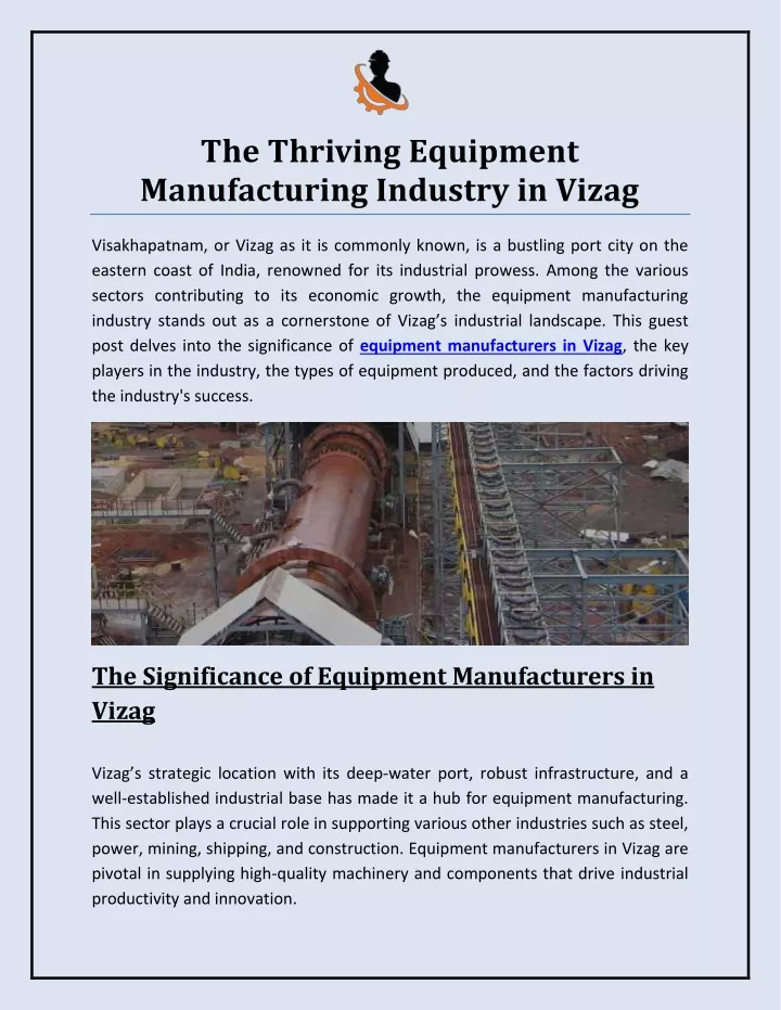 the thriving equipment manufacturing industry