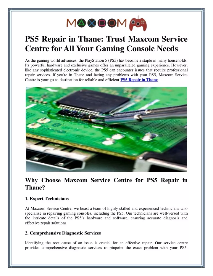 ps5 repair in thane trust maxcom service centre