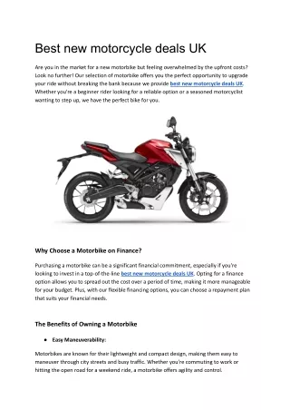 Best new motorcycle deals UK