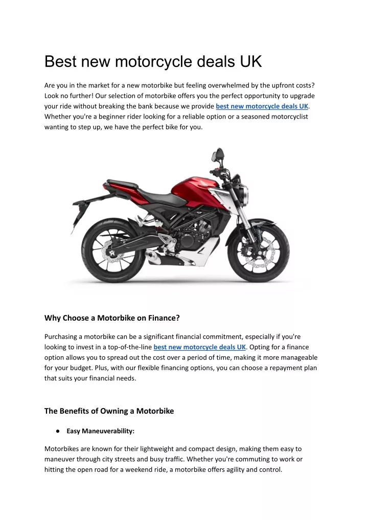 best new motorcycle deals uk