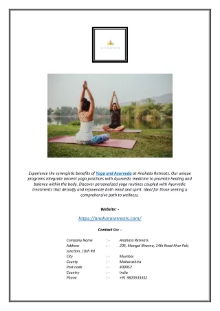 Holistic Healing with Yoga and Ayurveda at Anahata Retreats