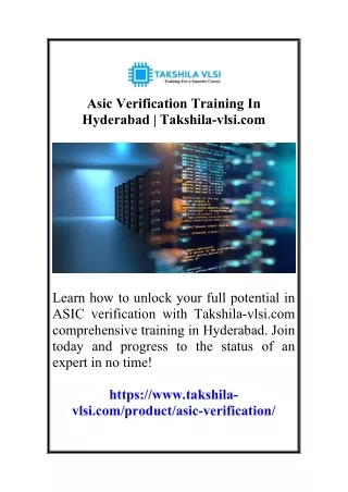 asic verification training in hyderabad takshila