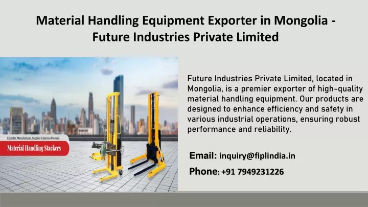 material handling equipment exporter in mongolia