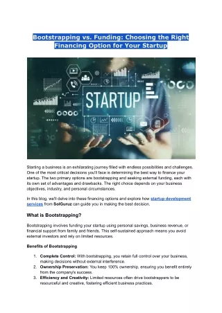 Bootstrapping vs. Funding: Choosing the Right Option for Your Startup PDF