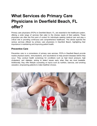 What Services do Primary Care Physicians in Deerfield Beach, FL offer
