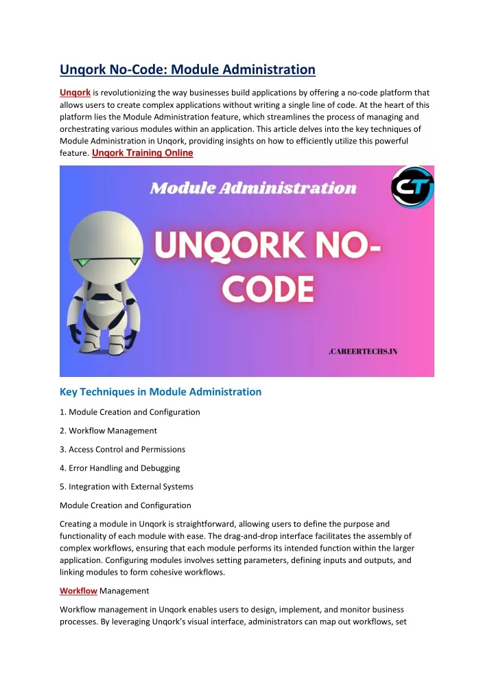 unqork no code module administration