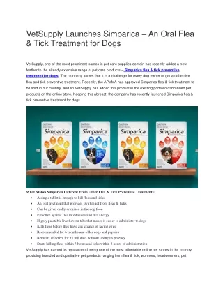 VetSupply Launches Simparica