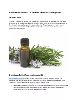 Rosemary Essential Oil for Hair Growth & Strengthens