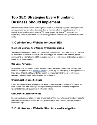 Top SEO Strategies Every Plumbing Business Should Implement