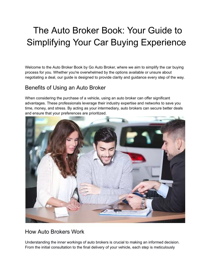 the auto broker book your guide to simplifying