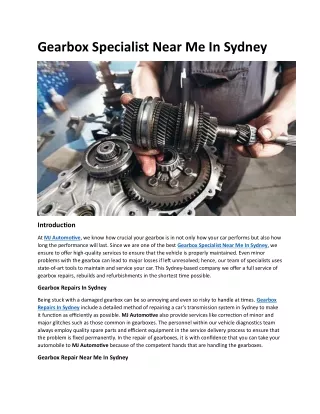 Gearbox Specialist Near Me In Sydney