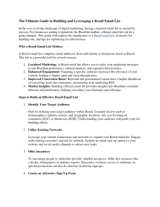 The Ultimate Guide to Building and Leveraging a Brazil Email List