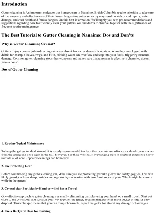 The last word Guide to Gutter Cleaning in Nanaimo: Dos and Don'ts