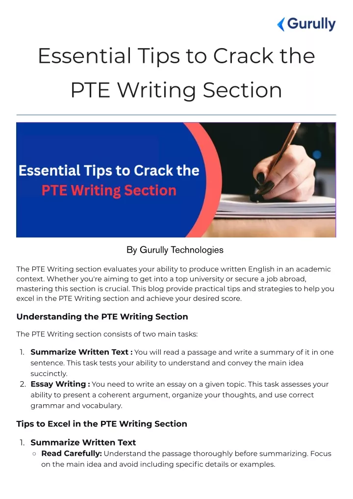 essential tips to crack the pte writing section