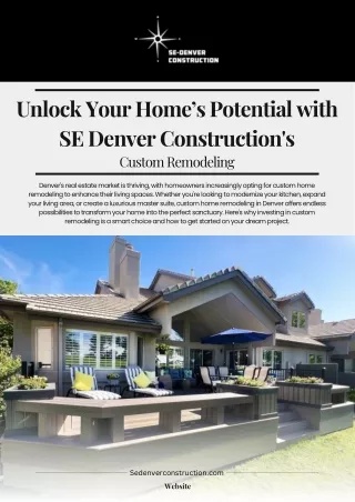 Unlock Your Home’s Potential with SE Denver Construction's Custom Remodelling