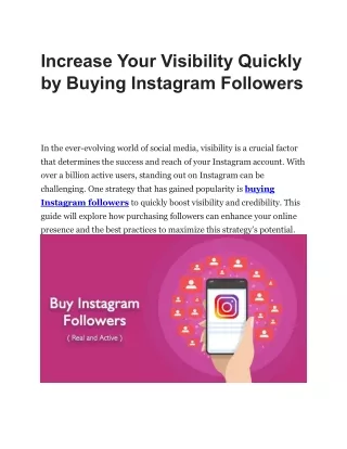 Increase Your Visibility Quickly by Buying Instagram Followers