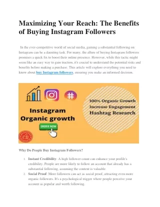 Maximizing Your Reach: The Benefits of Buying Instagram Followers