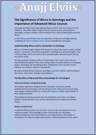 The Significance of Wicca in Astrology and the Importance of Advanced Wicca Courses