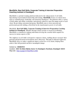 mustskills best soft skills corporate training