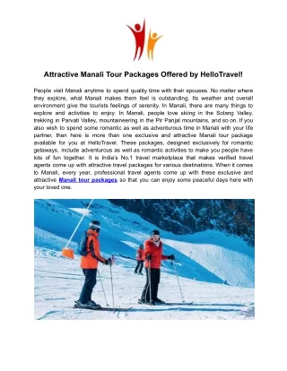 Attractive Manali Tour Packages Offered by HelloTravel.docx