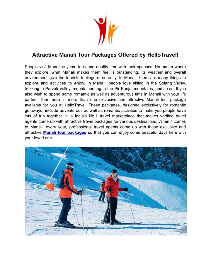 attractive manali tour packages offered