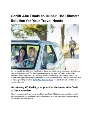 Carlift Abu Dhabi to Dubai_ The Ultimate Solution for Your Travel Needs