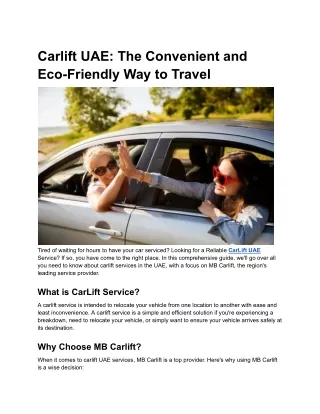 Carlift UAE_ The Convenient and Eco-Friendly Way to Travel