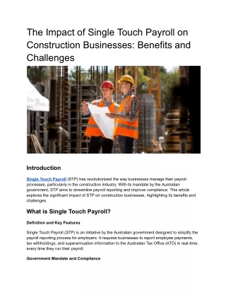 The Impact of Single Touch Payroll on Construction Businesses_ Benefits and Challenges