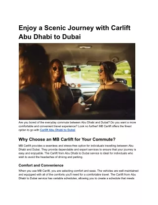 Enjoy a Scenic Journey with Carlift Abu Dhabi to Dubai