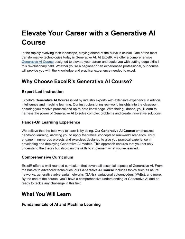 elevate your career with a generative ai course