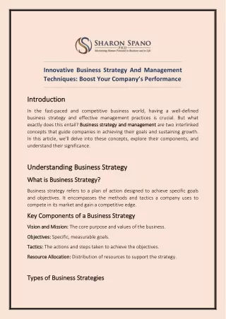 Innovative Business Strategy And Management Techniques: Boost Your Company’s Per