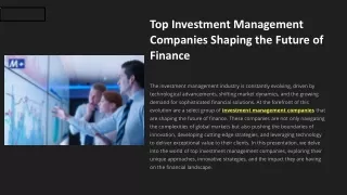 Top Investment Management Companies Shaping the Future of Finance