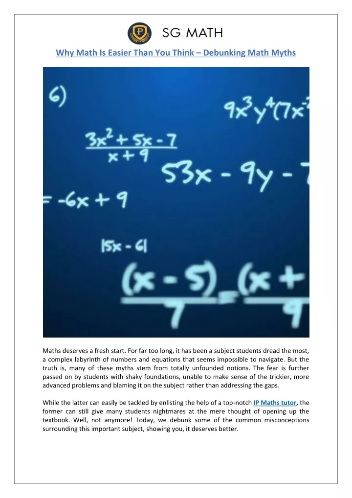 why math is easier than you think debunking math