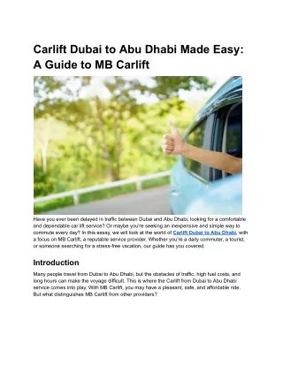 Carlift Dubai to Abu Dhabi Made Easy_ A Guide to MB Carlift