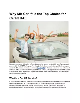 Why MB Carlift is the Top Choice for Carlift UAE