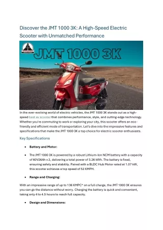 discover the jmt 1000 3k a high speed electric