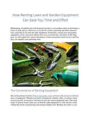 How Renting Lawn and Garden Equipment Can Save You Time and Effort