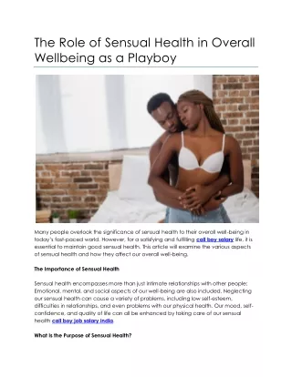 The Role of Sensual Health in Overall Wellbeing as a Playboy
