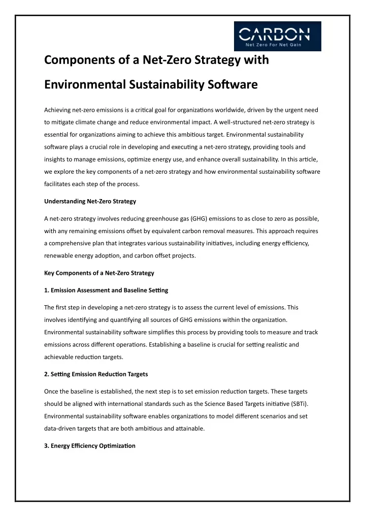 components of a net zero strategy with