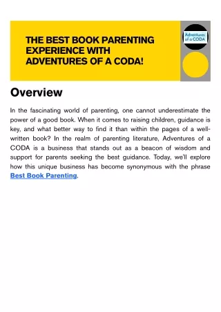 The Best Book Parenting Experience with Adventures of a CODA