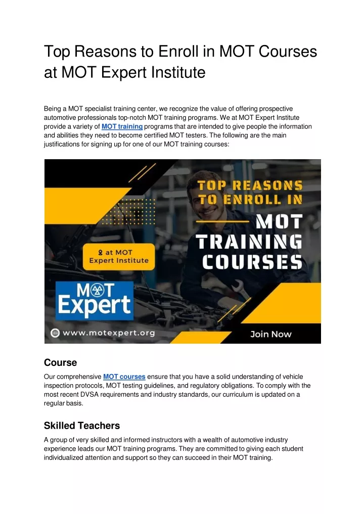 top reasons to enroll in mot courses at mot expert institute