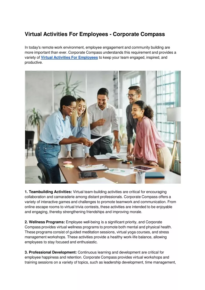 virtual activities for employees corporate