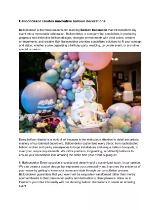 Balloondekor creates innovative balloon decorations