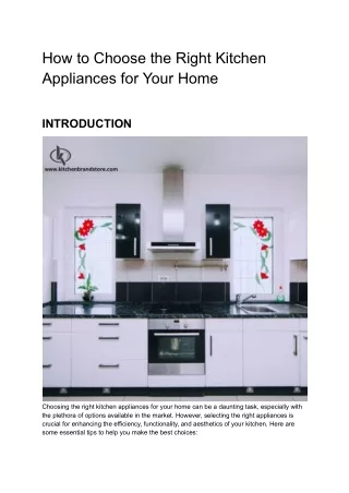 How to Choose the Right Kitchen Appliances for Your Home