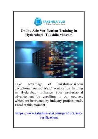 online asic verification training in hyderabad