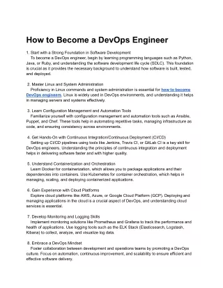 Mastering the Path to Becoming a DevOps Engineer: A Complete Guide
