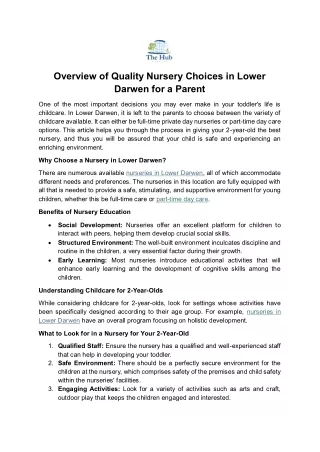overview of quality nursery choices in lower