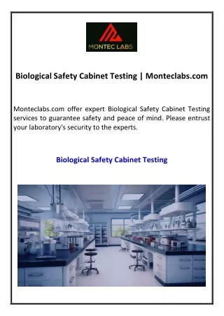 Biological Safety Cabinet Testing Monteclabs.com