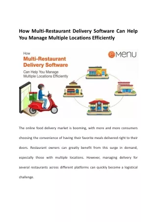 How Multi-Restaurant Delivery Software Can Help You Manage Multiple Locations Efficiently